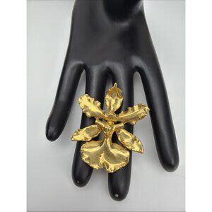 RARE VINTAGE L’ORIENT OF SINGAPORE ORCHID GF BROOCH/PENDANT 22KTGP